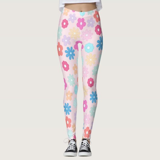 Leggings Motif Boho Rose Daisy Flowers (Devant)