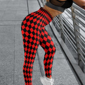 Leggings Motif Bold Red et Black Harlequin Check