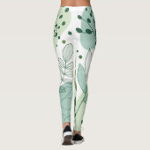 Leggings Motif botanique de feuille vert sauge moderne (Dos)