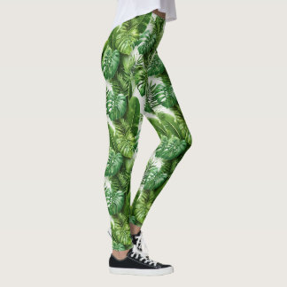 Leggings Motif botanique de feuilles tropicales vertes