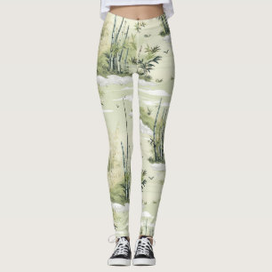 Leggings Motif botanique de la forêt de bambou Zen (2)