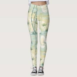 Leggings Motif botanique de la forêt de bambou Zen (5)