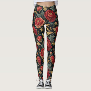 Leggings Motif botanique de pivoine victorienne