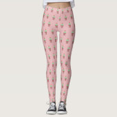 Leggings Motif botanique fleuri de plante de pot de cactus (Devant)