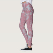Leggings Motif botanique rose et gris Abstrait (Gauche)
