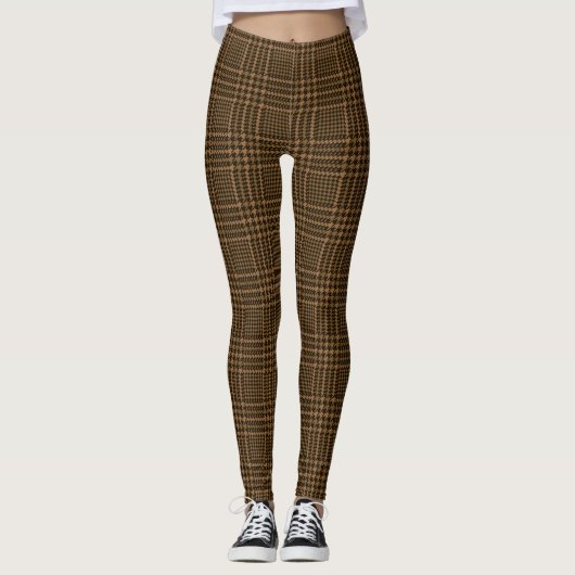 Leggings Motif Brown de Houndstooth Coche de verre (Devant)