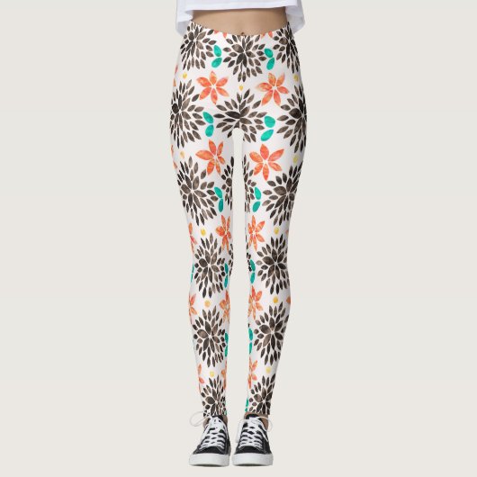 Leggings Motif Brown et turquoise (Devant)