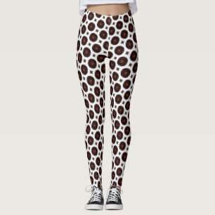 Leggings Motif Brown géométrique vintage avec cercles rétro