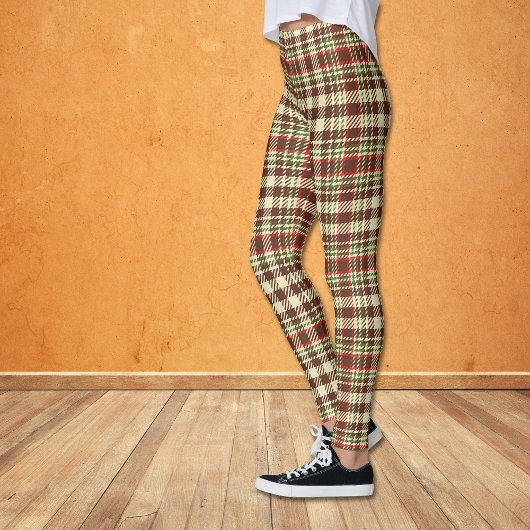 Leggings Motif Brown rouge vert chèque jeté