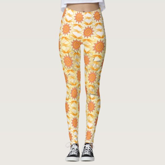 Leggings Motif Brown Yellow Sun partout (Devant)