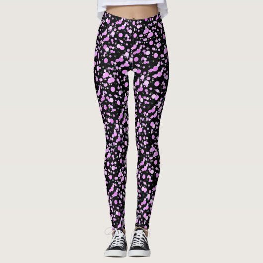 Leggings Motif bulle C02 rose noir BG (Devant)