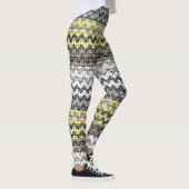 Leggings Motif Burlap gris jaune blanc (Droite)