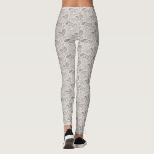 Leggings motif cachemire gris-bois rouge