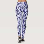 Leggings Motif Cactus - Bleu foncé et Blanc (Dos)
