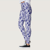 Leggings Motif Cactus - Bleu foncé et Blanc (Gauche)