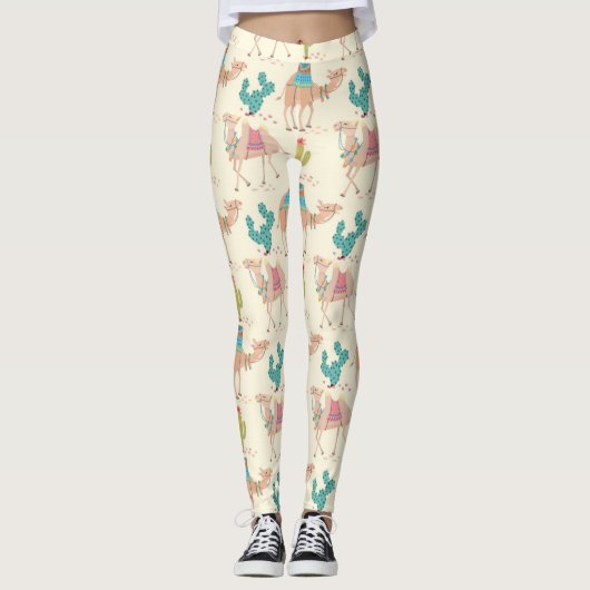 Leggings Motif Camel Et Cactus (Devant)