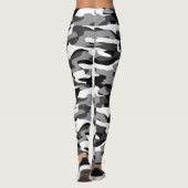 Leggings Motif Camouflage noir et blanc gris foncé (Dos)
