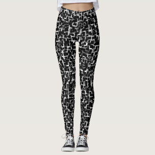 Leggings Motif camouflage numérique noir blanc gris