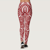 Leggings Motif capricieux rouge foncé et blanc (Dos)