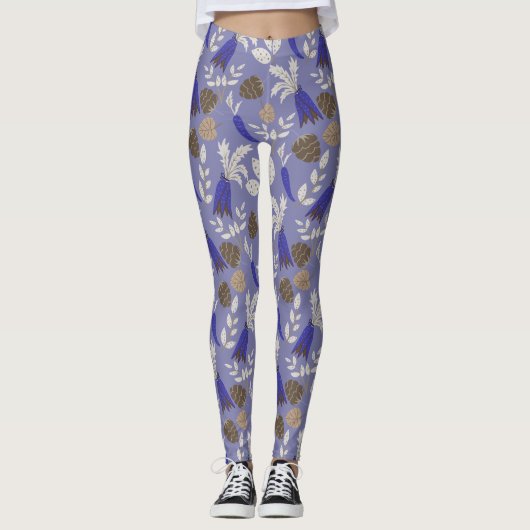Leggings Motif Carottes Et Nutriments Bleus (Devant)