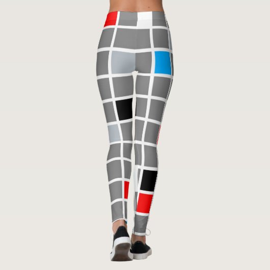 Leggings Motif carré de couleur géométrique Mondrian (Dos)