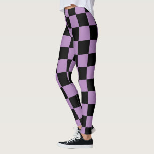 Leggings Motif carré violet noir et africain