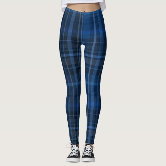 Leggings Motif carreau bleu noir (Devant)