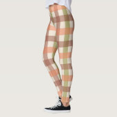 Leggings Motif carreau d'automne en orange vert et marron (Gauche)