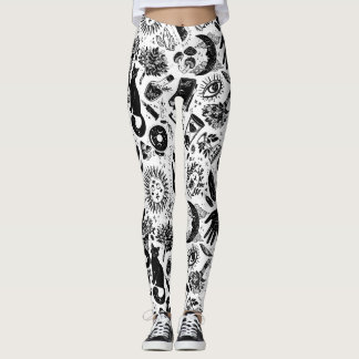 Leggings Motif céleste ensorcelant | Mystica noir et blanc