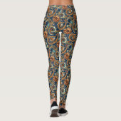 Leggings Motif Celestial Paisley Marine Bleu, Orange, Or (Dos)