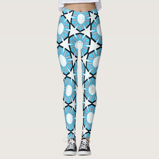 Leggings Motif Cercles et étoiles bleus (Devant)