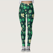 Leggings Motif chanceux vert-foncé de shamrock de St (Devant)