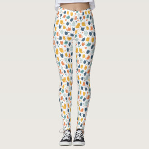 Leggings Motif Chat Mignon Bleu Jaune Orange Kawaii