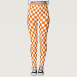 Leggings Motif chèque À damiers blanc orange<br><div class="desc">Chèque orange et blanc À damiers conception Motif Carré géométrique</div>