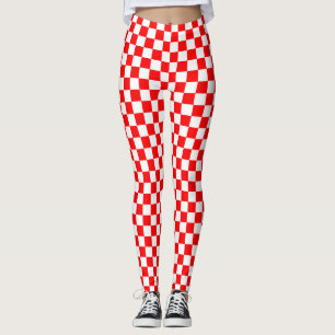 Leggings Motif chèque À damiers blanc rouge