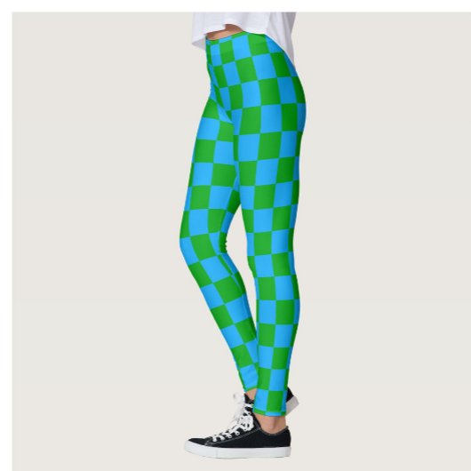 Leggings Motif chèque À damiers bleu vert