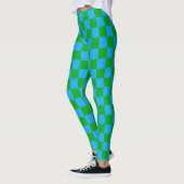 Leggings Motif chèque À damiers bleu vert (Gauche)
