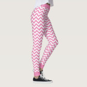 Leggings Motif Chevron Blanc Et Rose Clair (Droite)