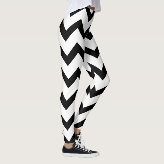 Leggings Motif Chevron noir et blanc simple (Droite)