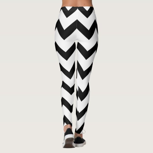 Leggings Motif Chevron noir et blanc simple (Dos)