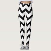 Leggings Motif Chevron noir et blanc simple (Devant)