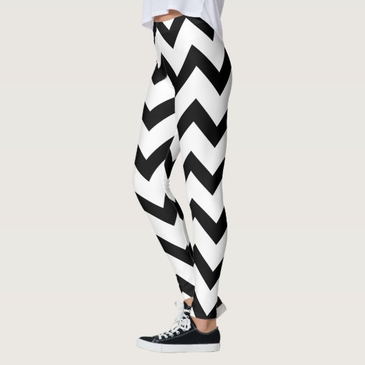 Leggings Motif Chevron noir et blanc simple (Gauche)