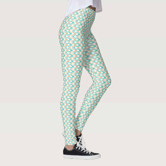 Leggings Motif Chevron Ondulé Bleu Vert et Brun Clair (Droite)