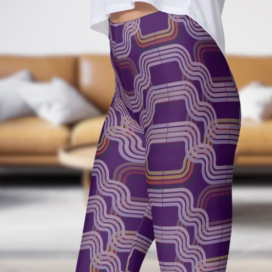 Leggings Motif Chic de courbes violettes foncées