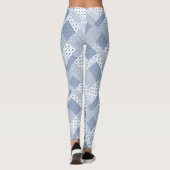 Leggings Motif chic Indigo bleu et blanc Faux Patchwork (Dos)
