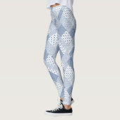Leggings Motif chic Indigo bleu et blanc Faux Patchwork (Gauche)
