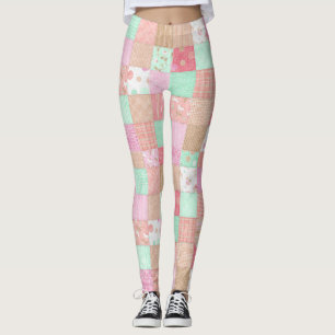 Leggings Motif chic minable vintage en pastel de patchwork