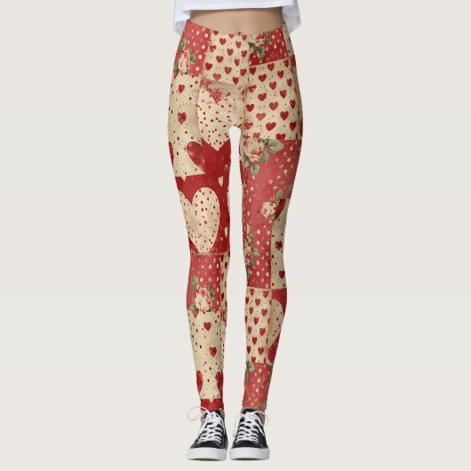 Leggings Motif Chic Red Patchwork (Devant)