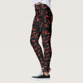 Leggings Motif chili| Noir rouge et vert (Gauche)