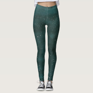 Leggings Motif Ciel De Nuit Vert Bleu Profond Avec Minuscul